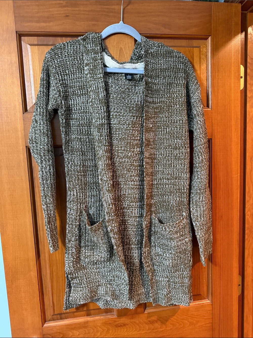 Cozy Open-Front Knit Cardigan Sweater - Olive